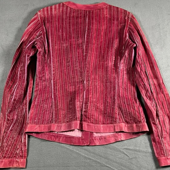 GIMOS Leather & Mesh Jacket Shirt RED RARE Vintage M Goodfellows Casino - Picture 3 of 9